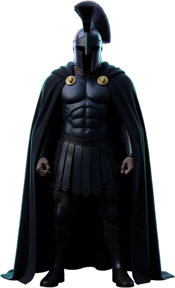 Agamemnon, the dark armored Greek king from the in-game phalanx assault