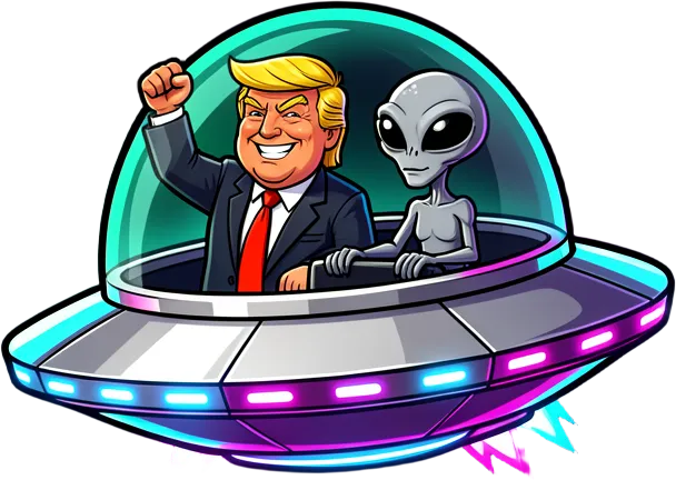 Trump piloting an alien saucer throwable
